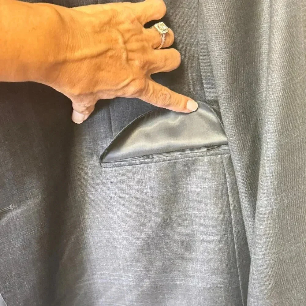 New Peter Millar Mens Custom Suit Sports Coat Jacket 100% Wool Blue‎ Gray Plaid